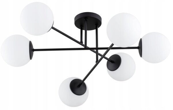 Deckenleuchte 6-flammig Glas Schwarz E27 70 cm blendarm