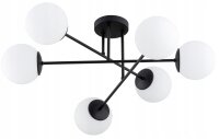 Deckenleuchte 6-flammig Glas Schwarz E27 70 cm blendarm