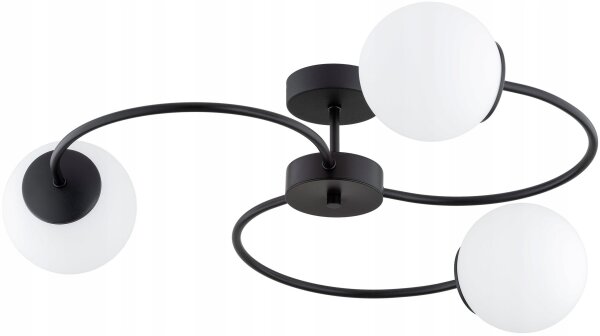 Deckenleuchte 3-flammig Glas Schwarz E27 B:60 cm Modern