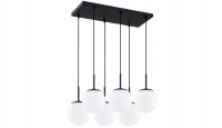 Pendelleuchte 6-flammig Glas Metall Schwarz E27 L:60 cm