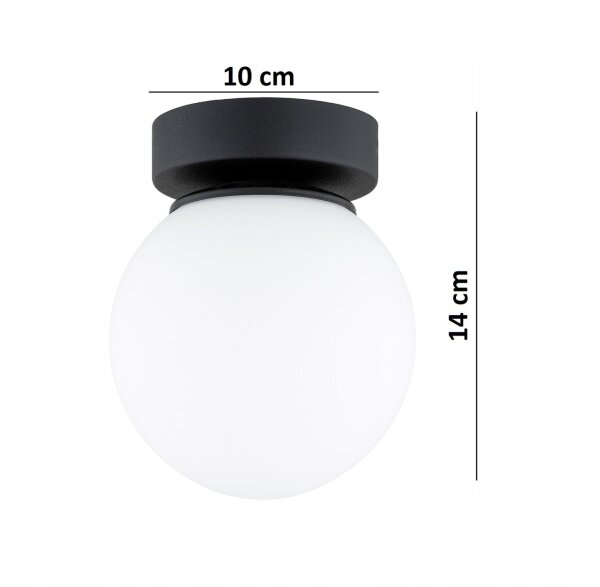 Deckenleuchte Glas Schwarz Weiß E27 B:14 cm Modern