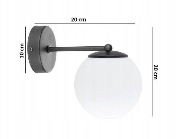 Wandleuchte Glas Schwarz Weiß E27 B:14 cm dekorativ
