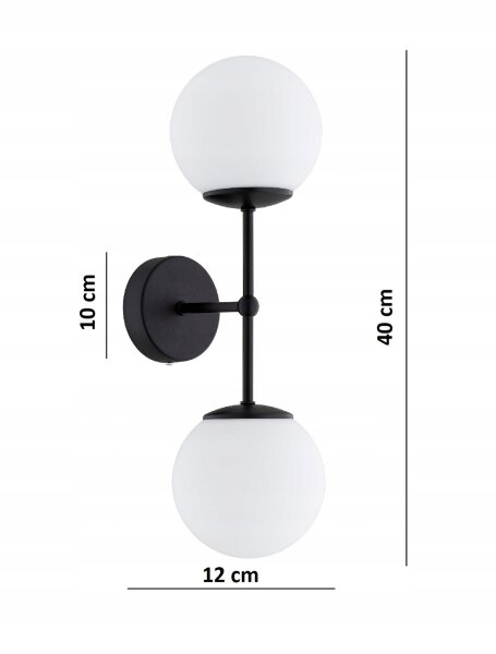 Wandleuchte Up Down 2-flammig Glas Weiß E27 H:40 cm