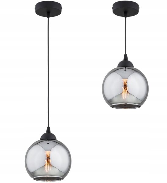 Pendelleuchte Rauchglas Schwarz E27 B:15 cm Modern
