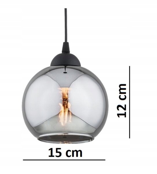 Pendelleuchte Rauchglas Schwarz E27 B:15 cm Modern