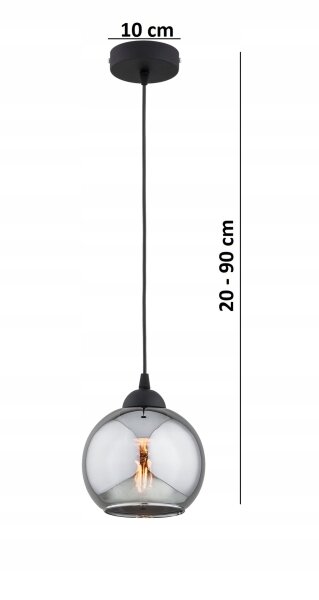Pendelleuchte Rauchglas Schwarz E27 B:15 cm Modern