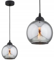 Pendelleuchte Rauchglas Schwarz E27 B:15 cm Modern