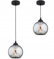 Pendelleuchte Rauchglas Schwarz E27 B:15 cm Modern