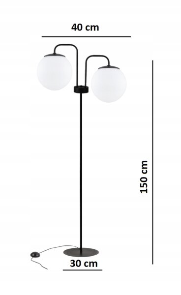 Stehleuchte 2-flammig Glas Metall Schwarz E27 150 cm