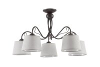 Plafonnier LOCOLA &Oslash;80cm 5xE27 Marron Gris Lampe