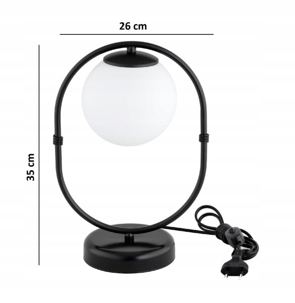 Tischlampe Glas Schwarz blendarm E27 H:26 cm Modern