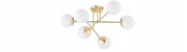 Deckenleuchte 6-flammig Glas Gold E27 B:70 cm blendarm