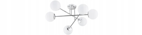 Deckenleuchte 6-flammig Glas Metall Silber E27 B:70 cm