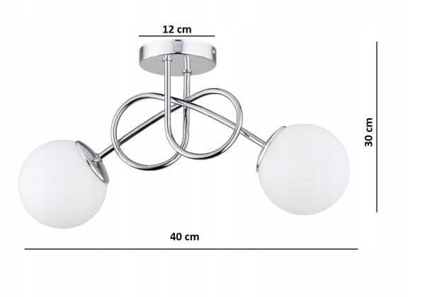 Deckenleuchte 2-flammig Glas Weiß Silber E27 B:70 cm