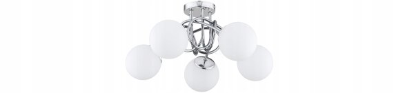 Deckenleuchte 5-flammig Glas Metall Silber E27 L:50 cm