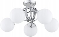 Deckenleuchte 5-flammig Glas Metall Silber E27 L:50 cm