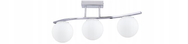 Deckenleuchte 3-flammig Glas Weiß Silber E27 L:60 cm