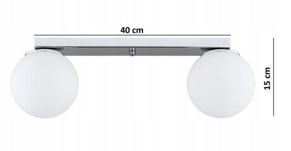 Deckenleuchte 2-flammig Metall Glas Silber E27 L:40 cm