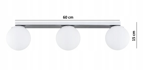 Deckenleuchte 3-flammig Glas Metall E27 L:60 cm Modern