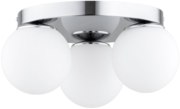 Deckenleuchte 3-flammig Metall Glas Silber E27 B:30 cm