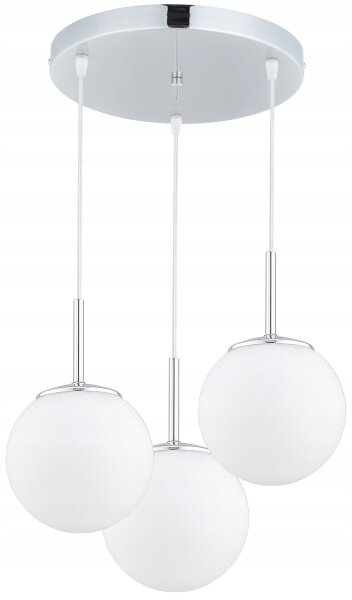 Pendelleuchte 3-flammig Glas Metall Silber E27 B:30 cm