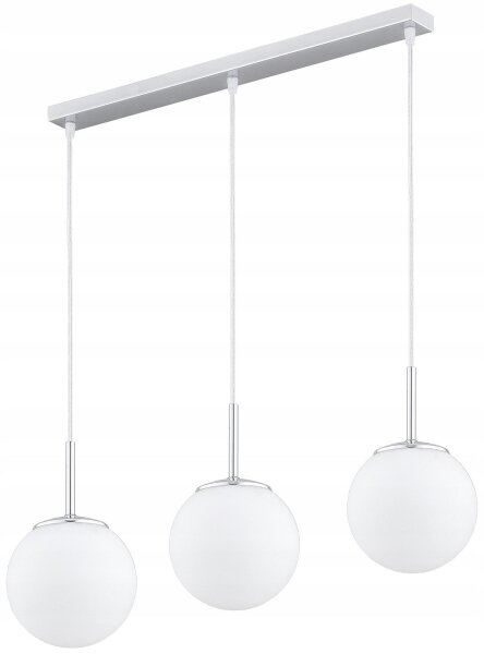 Pendelleuchte Metall Glas Silber 3-flammig E27 L:60 cm