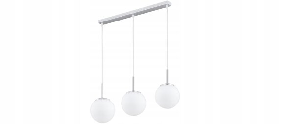 Pendelleuchte Metall Glas Silber 3-flammig E27 L:60 cm