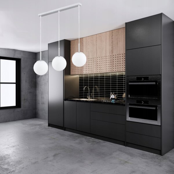 Pendelleuchte Metall Glas Silber 3-flammig E27 L:60 cm