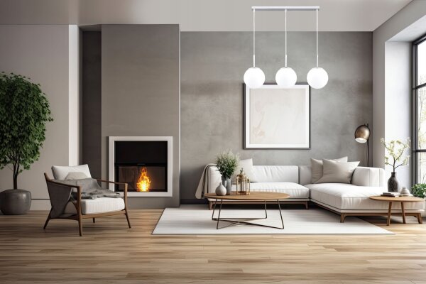 Pendelleuchte Metall Glas Silber 3-flammig E27 L:60 cm
