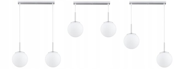 Pendelleuchte Glas Metall Silber 2-flammig E27 L:40 cm