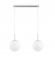 Pendelleuchte Glas Metall Silber 2-flammig E27 L:40 cm