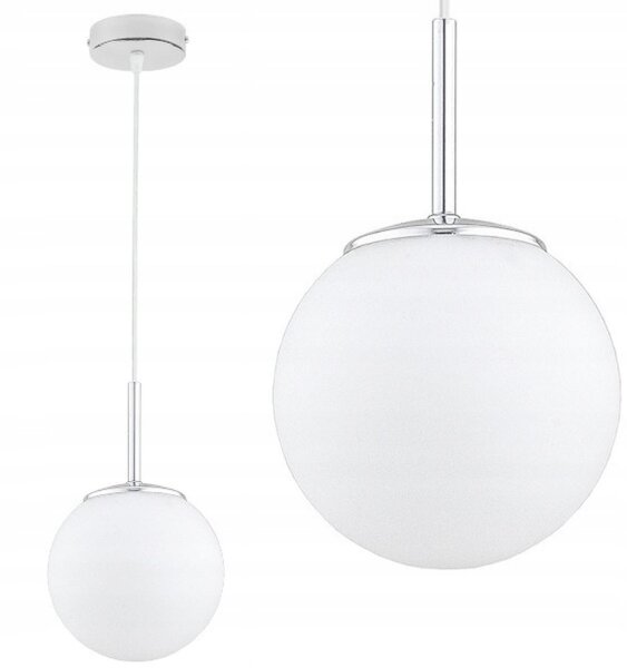 Pendelleuchte Glas Metall Silber E27 B:14 cm Modern
