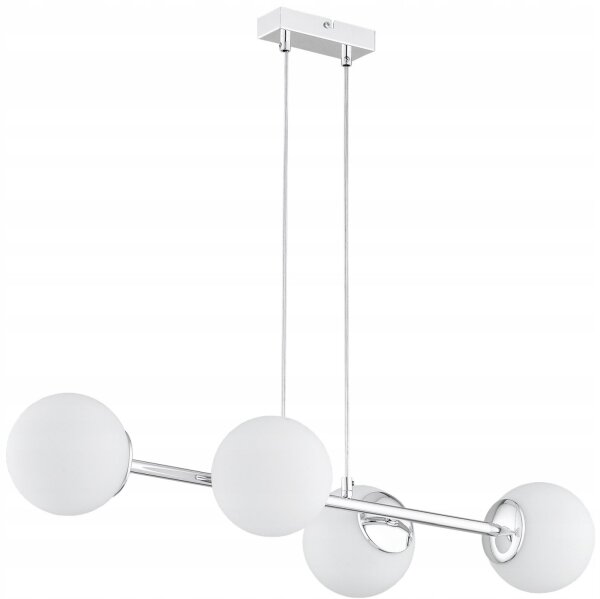 Pendelleuchte 4-flammig Glas Silber E27 L:75 cm Modern