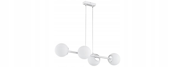 Pendelleuchte 4-flammig Glas Silber E27 L:75 cm Modern