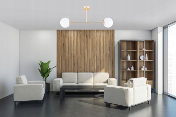 Deckenleuchte 2-flammig Glas Gold E27 70 cm Modern