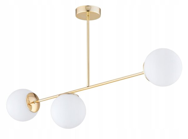 Deckenleuchte 3-flammig Glas Gold E27 L:80 cm blendarm