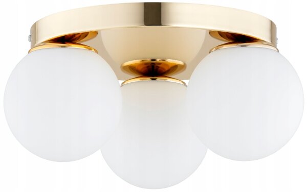 Deckenleuchte 3-flammig Glas Metall Gold E27 B:30 cm
