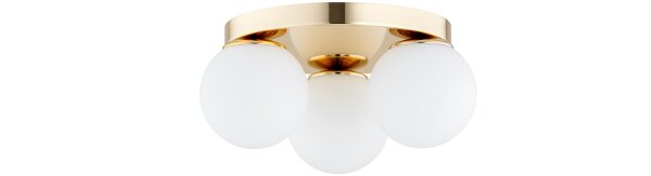 Deckenleuchte 3-flammig Glas Metall Gold E27 B:30 cm