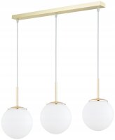 Pendelleuchte 3-flammig Glas Weiß Gold E27 L:60 cm