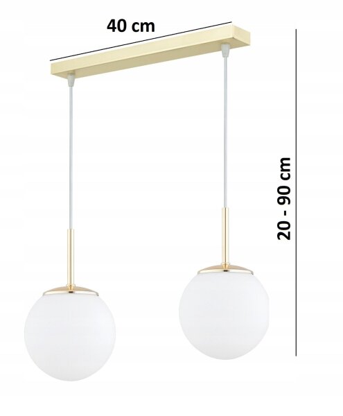 Pendelleuchte Glas Gold 2-flammig E27 L:40 cm blendarm