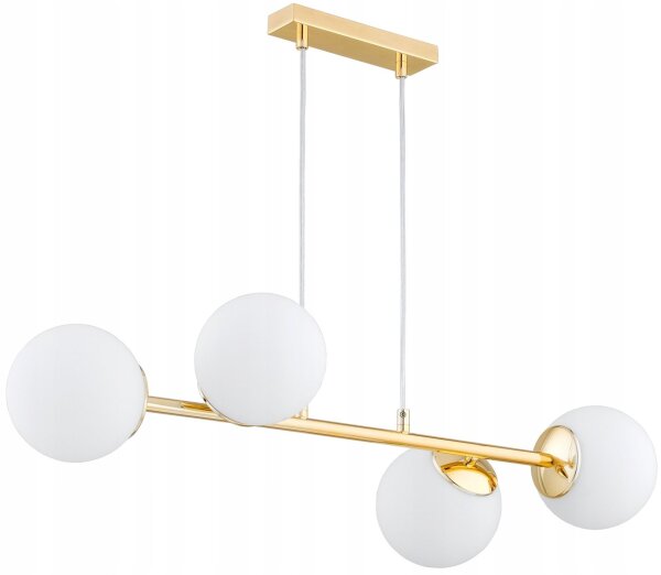 Pendelleuchte Glas Metall Gold 4-flammig E27 L:75 cm