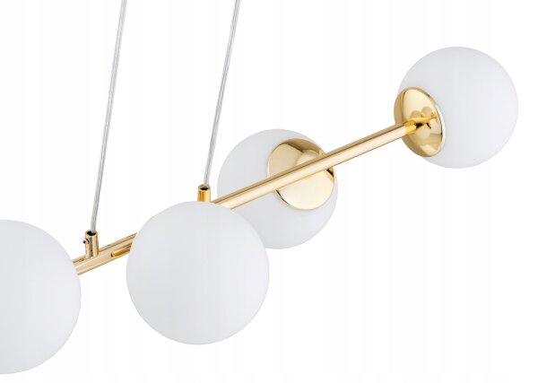 Pendelleuchte Glas Metall Gold 4-flammig E27 L:75 cm