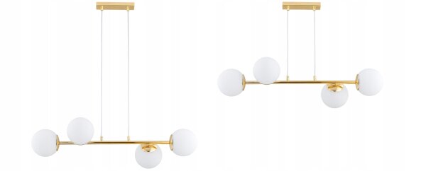 Pendelleuchte Glas Metall Gold 4-flammig E27 L:75 cm
