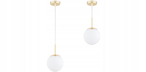 Pendelleuchte Metall Glas Weiß Gold E27 B:14 cm Modern