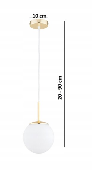 Pendelleuchte Metall Glas Weiß Gold E27 B:14 cm Modern