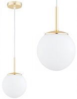 Pendelleuchte Metall Glas Weiß Gold E27 B:14 cm Modern