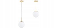 Pendelleuchte Metall Glas Weiß Gold E27 B:14 cm Modern
