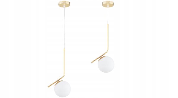 Pendelleuchte Glas Weiß Gold edel E27 L:14 cm blendarm