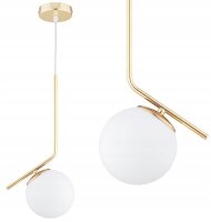 Pendelleuchte Glas Weiß Gold edel E27 L:14 cm blendarm