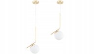 Pendelleuchte Glas Weiß Gold edel E27 L:14 cm blendarm